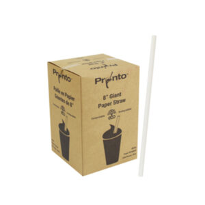 8" Giant White Wrapped Paper Straws