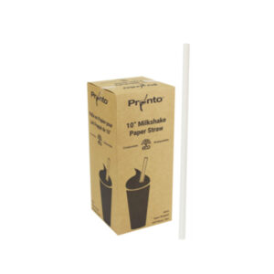 10" Milkshake White Wrapped Paper Straws