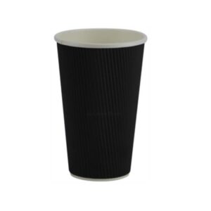 16oz Black Paper Single Wall Hot Ripple Cup (500/CS)