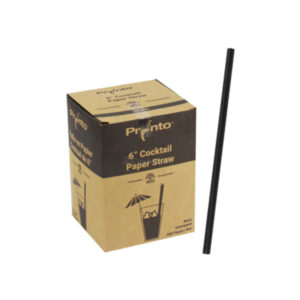 5.75" Cocktail Black Unwrapped Paper Straws (2000/CS)