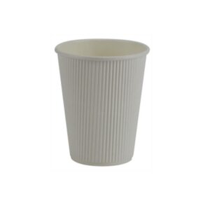 12oz White Paper Single Wall Hot Ripple Cup (500/CS)